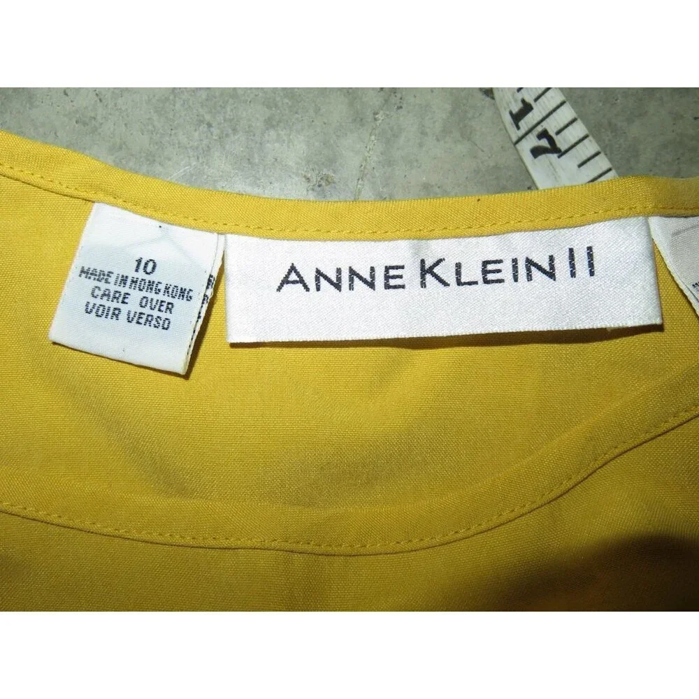 BOGO Anne Klein Yellow 100% Silk Sleeveless Shell Blouse size 10 EUC